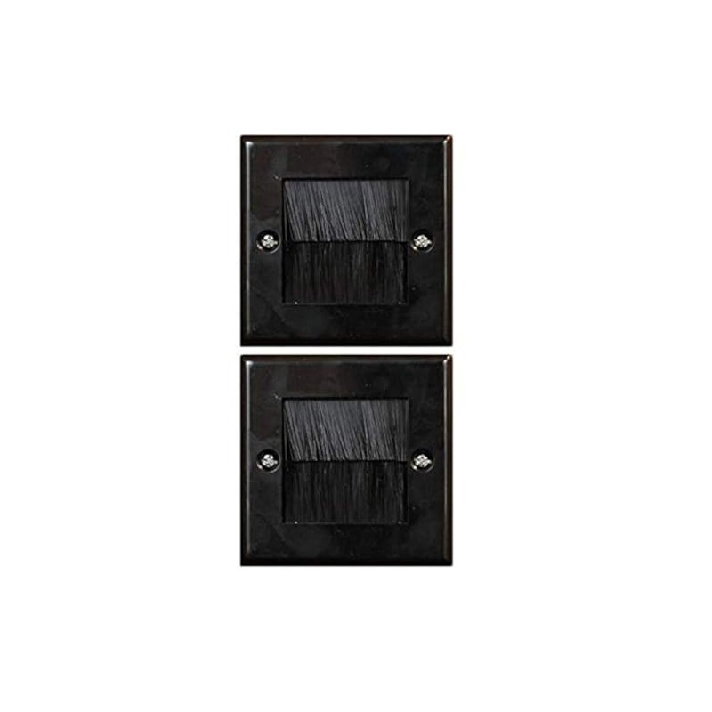 electrosmart Black Single Gang Brush Strip Wallplate/Wall Plate/Faceplate Cable Tidy
