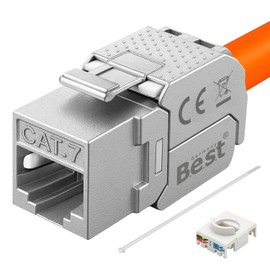 2x CAT 7 Keystone Network Module RJ45 - High Speed Keystone Female Tool-Free Assembly, 10Gbps, STP Shielded, Gold Plated Contacts, Compatible with AWG 22-26 & Patch Panel/Network Sockets