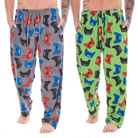 Kids Pack of 2 Gamer Lounge Pants | Gaming Controller Designs | Soft Fleece Sleep/Lounge Wear | Gamer Gift Idea - Boys Girls Ages 7-8, 9-10, 11-12 & 13 Years