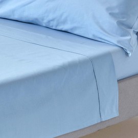 Homescapes 200 Thread Count Ultrasoft - Plain Blue Double Flat Sheet - 100% Egyptian Cotton Percale, Anti Dust Mite