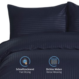 Komfortec Duvet Cover Set, microfibre, Navy Blue, 135x200 + 1x 80x80