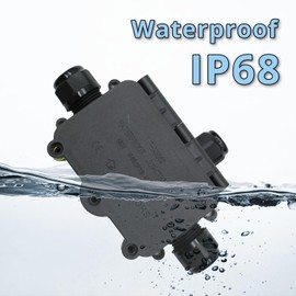 MAKERELE Waterproof Junction Box with Terminals and Screw IP68,3 Way Clamshell-Type Underground Electrical Junction Box Bury Waterproof Electrical Splice Box Maximum Inner Diameter 12mm