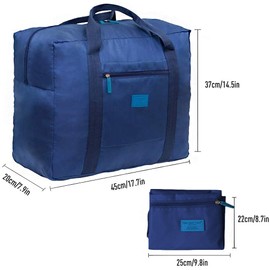 Travel Duffel Bag 2 PCS Carry on Luggage Bag Foldable Travel Tote Bag Waterproof Sports Gym Bag Lightweight Large Weekender Overnight Bag for Women and Men (Blue+Red)