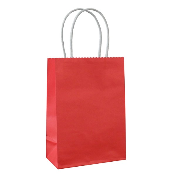 ADIDO EVA 25 PCS X-Small Gift Bags Red Kraft Paper Bags with Handles for Party Favors (5.9 x 4.3 x 2.4 In)