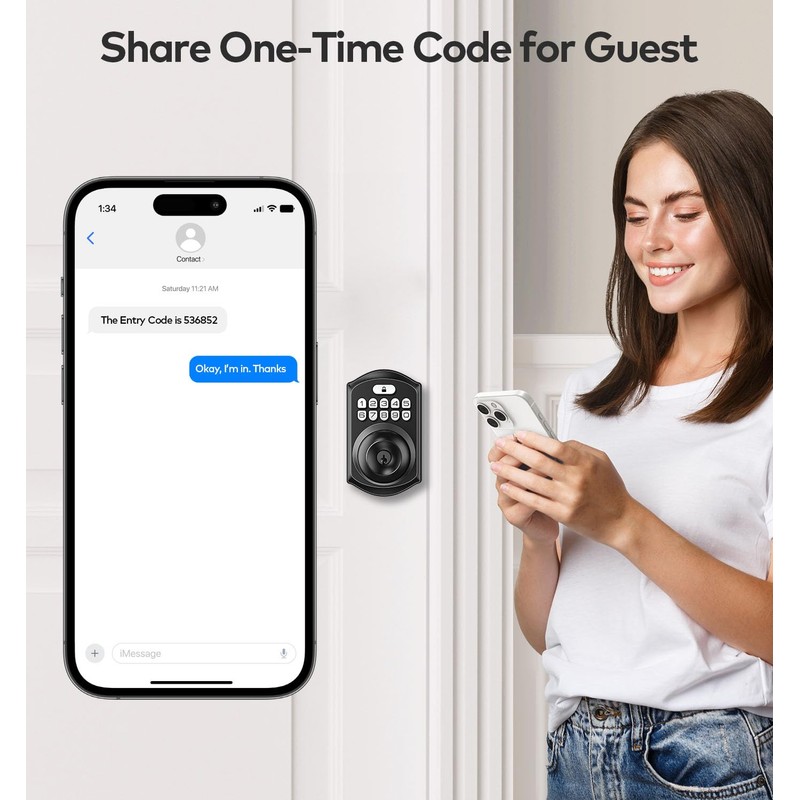 TEEHO Keyless Entry Keypad Door Lock with Handle, Electronic Digital