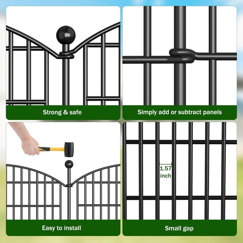 No Dig Decorative Garden Fence Animal Barrier - 5 Panels