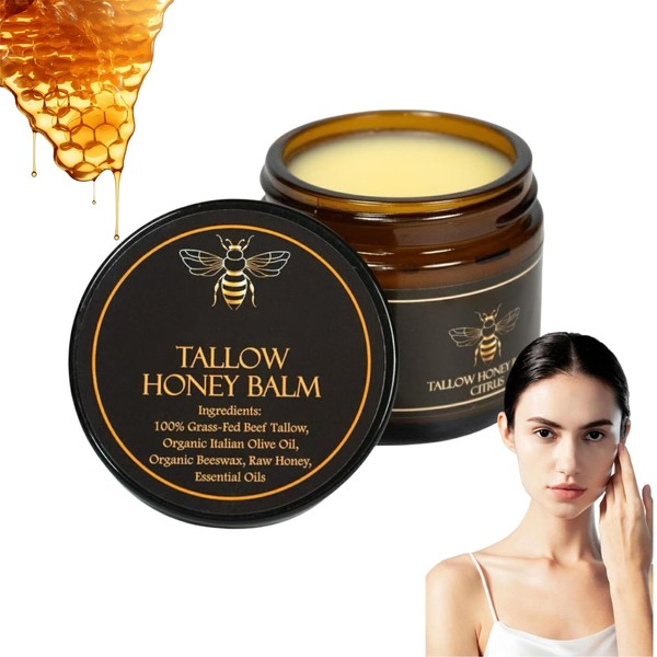 Beef Tallow Balm with Raw Honey,Moisturising Cream for Soft,Natural Honey