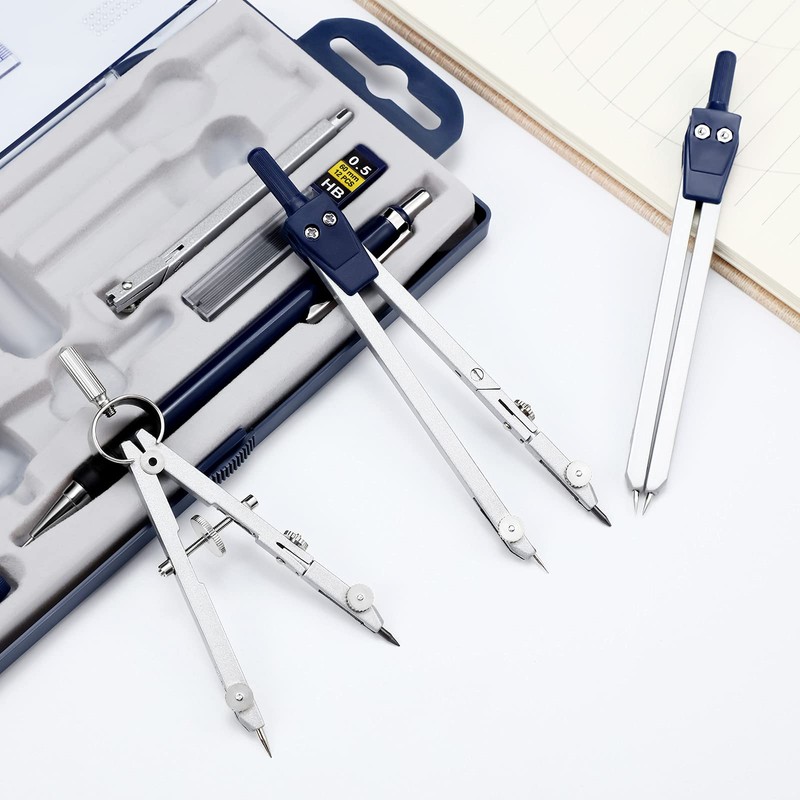 Outus 13 Pcs Geometry Set for Students Math Protractor Compass