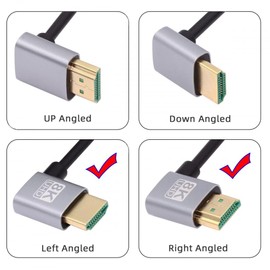 CY Cable HDMI 2.1 Ultra Thin HDTV Cable 8K 4K Hyper Super Flexible Slim Cord Left Angled to Right Angled 90 Degree Type-A for Computer HDTV (50cm)
