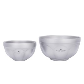 Boundless Voyage Double Walled Titanium Bowl Outdoor Camping Metal Bowl Ultralight Portable Tableware for Oatmeal, Rice, Soup, Yogurt, Salad (500ml+800ml Ti1173t)