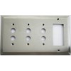 Satin Nickel Deco Step Style 4 Gang Wall Plate -