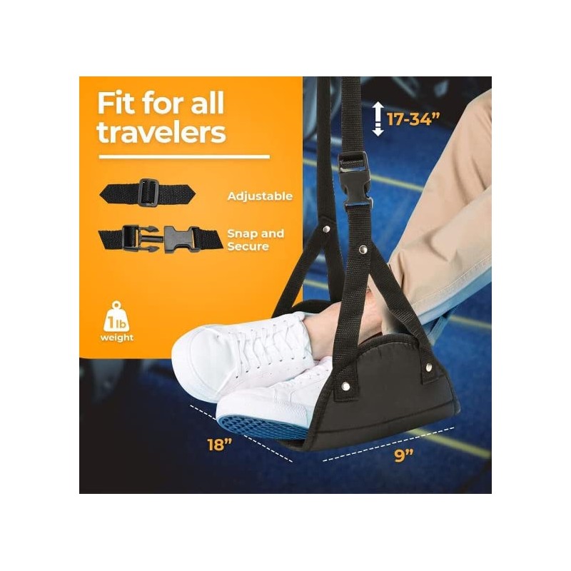BOOC Complete Set Portable Travel Footrest Adjustable Height Sling Memory