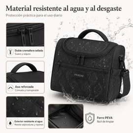 Lonchera Térmica Impermeable con correa - Bolsa de Almuerzo Aislante con Capacidad Grande, Antifugas y Fácil de Limpiar Hielera Portátil Unisex para Trabajo/Picnic/Viajes (Negro C)