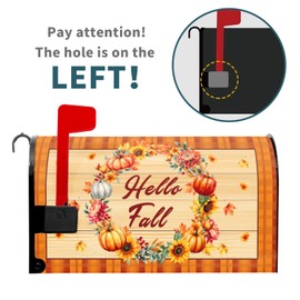 Fall Mailbox Covers Magnetic Standard Size 21" X 18" Autumn Wreath Orange Buffalo Plaid Magnetic Mailbox Cover Thanksgiving Holiday Wraps Post Letter Box Cover Outdoor Decorations