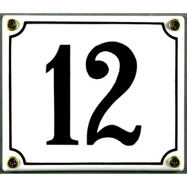 Buddel Bini Enamel House Weatherproof 12 White 12 x 14 CM; Available immediately Enamel House Number