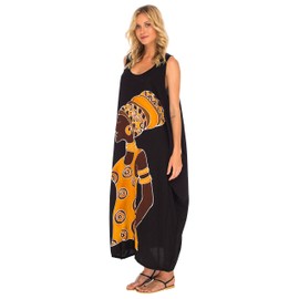 SHU-SHI - Women's Summer Dress - Ideal Casual Look for the Beach - Loose Design - Oversize, Women's motif - black