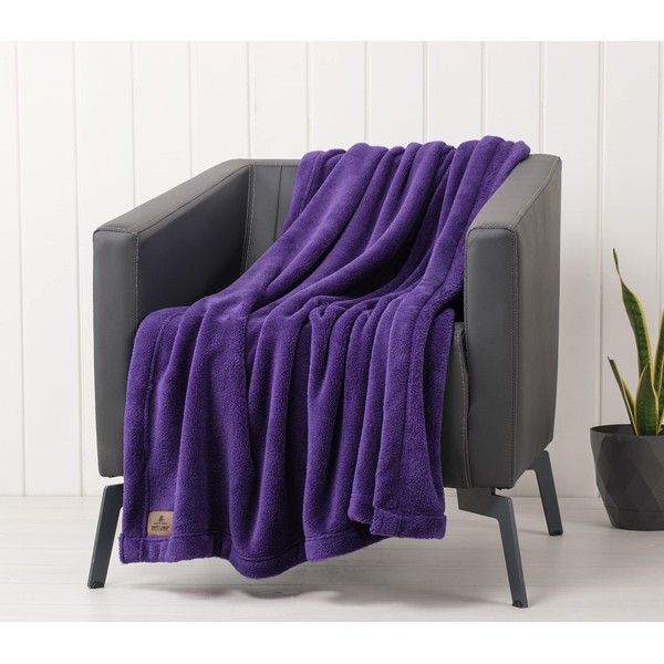 American Soft Linen Bedding Fleece Blanket Throw Size 50x60 inch Plush Fuzzy Cozy Soft Blanket for Bed, Sofa, Couch, Purple
