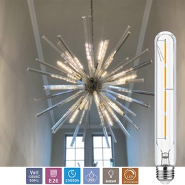 Leools Tubular Light Bulb 4W Equal E26 LED Bulb 40 Watt dimmable Neutral White 4000K E26 Edison Bulb AC120V 400lm 8.9inch T10 LED Bulb for Rustic Pendant,Island,Chandeliers,Wall sconces Pack of 4