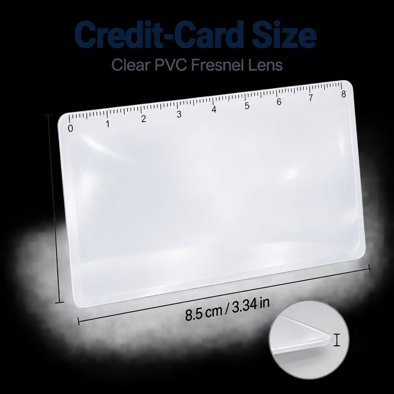 3X Credit Card Magnifier with Ruler, Ultra-Thin PVC Wallet Pocket
