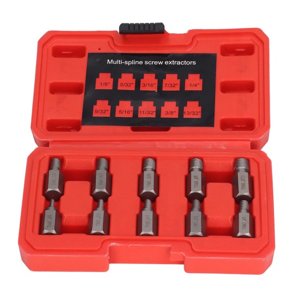 10PCS Damaged Screw Extractor Set, Left Spiral Chrome Molybdenum Steel