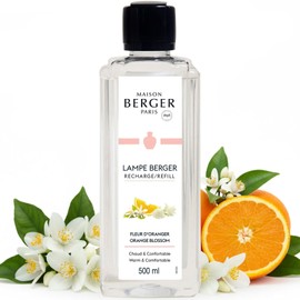 MAISON BERGER Orange Blossom Lampe Berger Refill, 500 ml (16.9 fl oz), 2-in-1 Catalytic System, Neutralizes Odors and Diffuses Fragrance, Green Notes, Orange Blossom, Neroli, Jasmine, Made in France