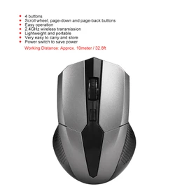 Wireless Computer Mouse,2.4GHz 4 Keys Optical Mice with USB Receiver,Gaming Mouse with Scroll Wheel,Page-Down & Page-Back Buttons for Easy Operation,Lightweight &