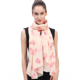 Lina & Lily Squirrel Print Women's Scarf Shawl Wrap (Cream/Pink)