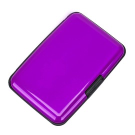 ELFISH Mini RFID Aluminum Wallet Credit Cards Holder Business Card Case Metal ID Case for Men Women (Purple)