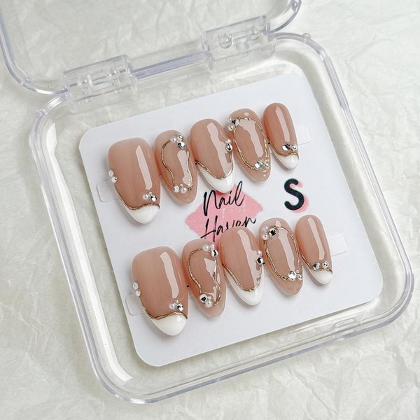 NailHaven｜ French Tip Collection｜ Press-On Nails - 10 Pcs Handmade