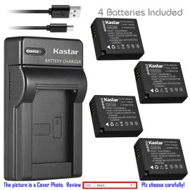 Kastar DMW-BLE9 Battery or Slim Charger for Leica BP-DC15, Leica D-Lux Type 109, C-Lux - 4 Batteries