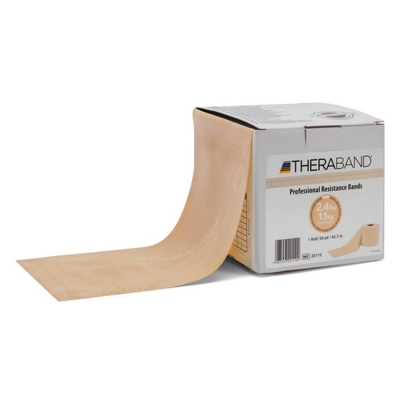 Theraband Professional Latex Resistance Bands, 50 Yard Roll - Tan: