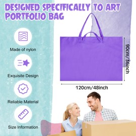 Abbylike Large Art Portfolio Bag with Nylon Shoulder 48 x 36 Inch Poster Board Storage Bag Waterproof Poster Carrying Case Tote Painting Sketch Bag for Artist Student Art Work(Purple)