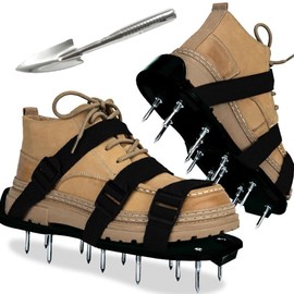 Lawn Aerator Shoes with Adjustable Strap,Spikes and Small Shovel,One Size Fits All Gardening Shoes,Lawn Aerator for Effectively Aerating Lawn Soil,Lawn Aerator Spike Shoes for Yard Patio Garden