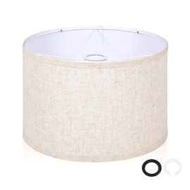 OUTON Beige Drum Lamp Shades for Floor Lamps, 11" Top x 11" Bottom x 9" High, Easy to Assemble, Replacement Linen Lampshades for Table Lamps & Bedside Lamps (1.65" Spider)