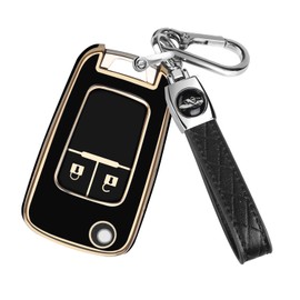 FT Funtor Car Key Cover for Vauxhall, TPU Silicone Gold Border Remote Key Protective Cover, 2 Buttons Remote Key Fob Cover Compatible with Vauxhall Astra Insignia