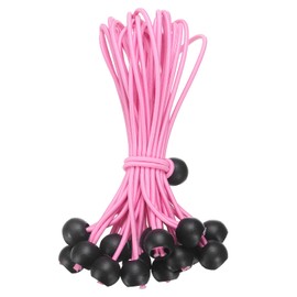 uxcell 8" Balls Bungee Cords, 20 Pcs Bungee Cords with Balls Elastic Tarp Tie Downs for Tents, Camping, Tarp, Posters, Expander Loops, Tarpaulin Holders, Tarpaulin Rubber (Pink/Black)