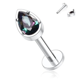 hengkaixuan 16G G23 Titanium Flatback Labret Studs, Internal Thread Lip Studs, Tragus Piercing, Monroe, Medusa Lip Piercing, Silver Lobe Cartilage Conch Earring Jewellery, 6 / 8 / 10 mm, Metal