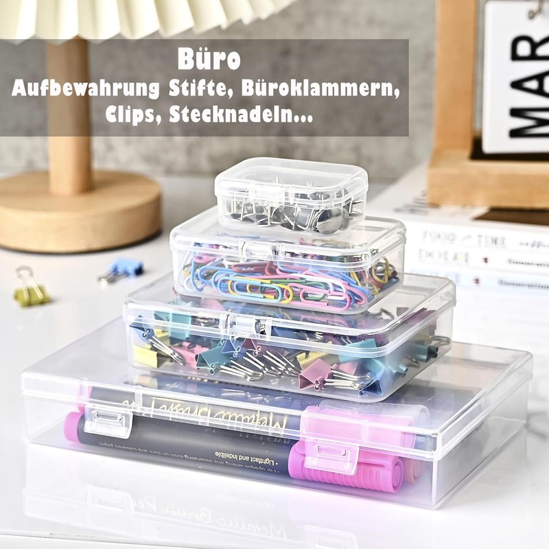 Duscdesp Pack of 24 Rectangular Plastic Boxes with Lids in