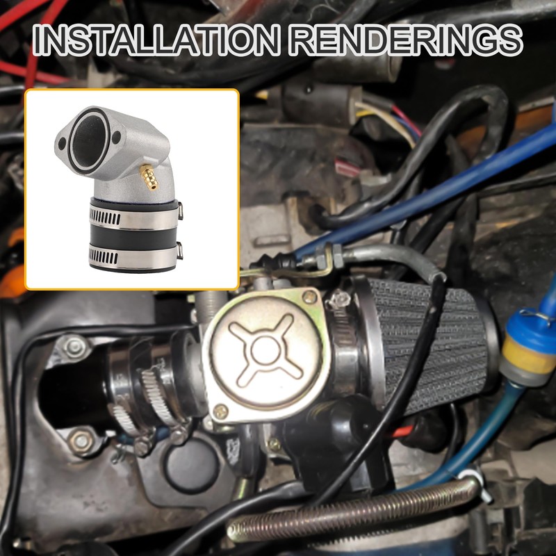 GOOFIT Black Motorcycle Carburetor Intake Manifold Inlet Pipe Replacement for