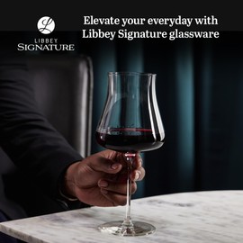 Libbey Signature Stratford Wine Glasses Set of 4, 24 oz Unique Red Wine Glasses, Stemmed Large Wine Glass Set