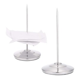 Dproptel Stainless Steel Straight Rod Paper Memo Holder Bill Fork Receipt Note Spike Stick Memo Clip - 2 Pack