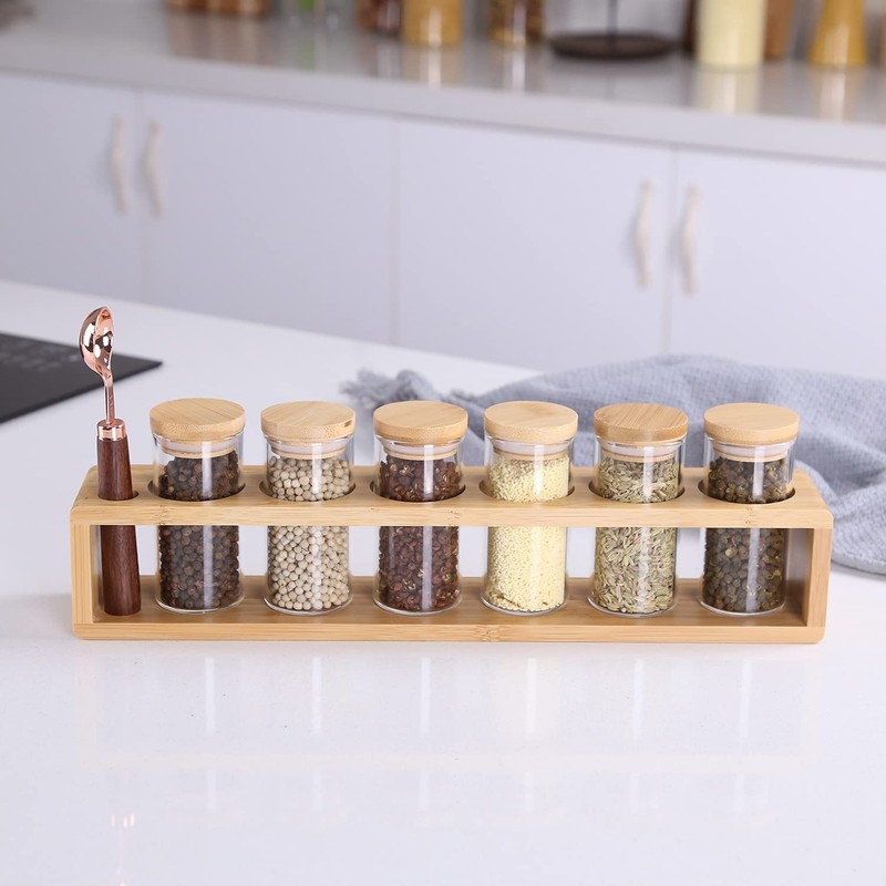 KKC HOME ACCENTS Glass Spice Jars set of 6 with