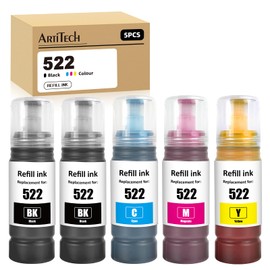 Artitech T522 Ink Bottle Replacement for Epson 522 T 522 use for Epson EcoTank ET-1110 ET-2710 ET-2800 ET-2720 ET-4700 ET-4800 ET-4810 Printers (2B 1C 1M 1Y)