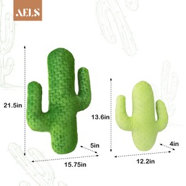 AELS Set of 2 Cactus Decorative Throw Pillows, 22" & 14" Cactus Plush Pillow Set, 3D Office Nap Pillow, Cute Succulent Throw Pillow for Nursery Bedroom Room Decor, Grass Green & Lime Green