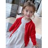 HahaNice Girls Long Sleeve Cardigans School Sweater 2Y-7Y, red