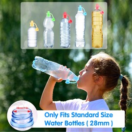 5PCS Silicone Bottle Top Spout Adapter Replacement No Spill Water Bottle Topper BPA Free Baby Water Bottle Cap for Toddlers Kids Adults fits 28mm Standard Bottle (No Ring Design)