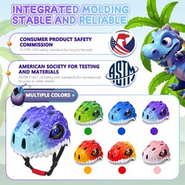 Safuty1st Toddler/Kids Bike Helmet Set for Boys Girls 3D Adjustable Kids Helmet Protective Gear Set Knee Elbow Wrist Pads and Multi-Sports Skateboard Scooter Cycling Roller Balance Bike