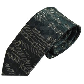 Yuki Nishijin Woven Necktie, Silk, For Music Lovers, Musical Note Motifs, Selected by Music Gift Specialty Store (Moss), moss