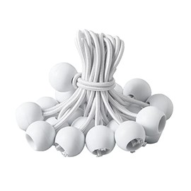 16 Pack Bungee Balls Cords, White Ball Bungee Heavy Duty Heavyweight 4 in Tarp Bungee Cords, Weather Resistant Tie Down Strap Diameter 4mm for Canopy, Tarp, Camping, Straps, Tent, Poles and Wires