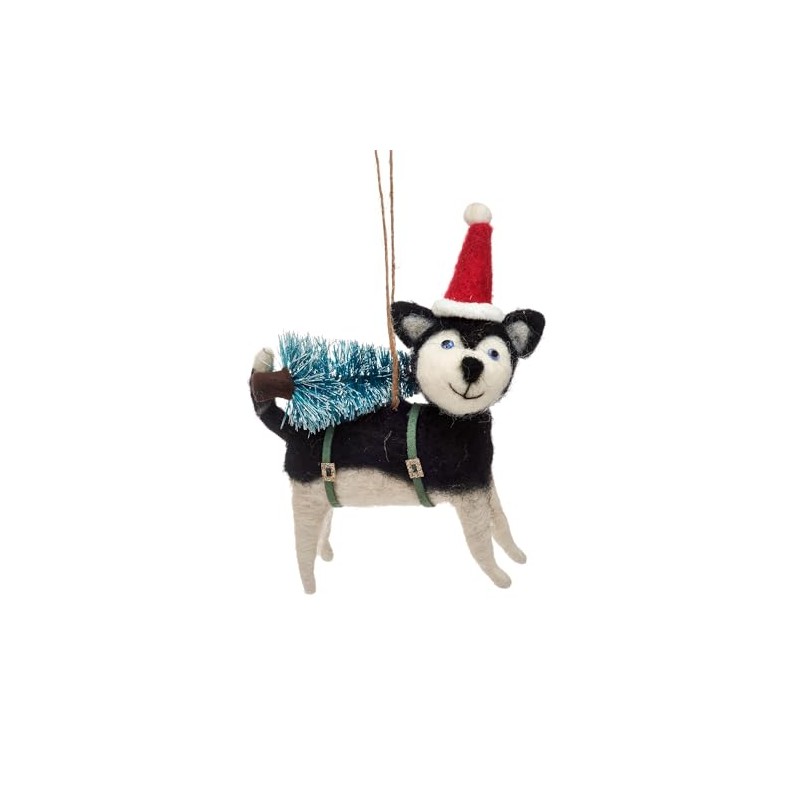 Huskie With Christmas Tree Decoration